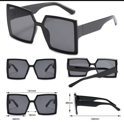 Over-size Square Big Frame Black Sunglasses